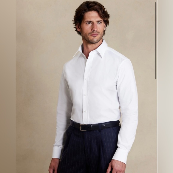Banana Republic | (NWT) Premium Poplin Dress Shirt in White | XL - Picture 1 of 4